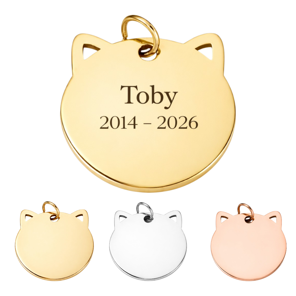 Gedenkfläschchen - Katze - Gravierter Anhänger