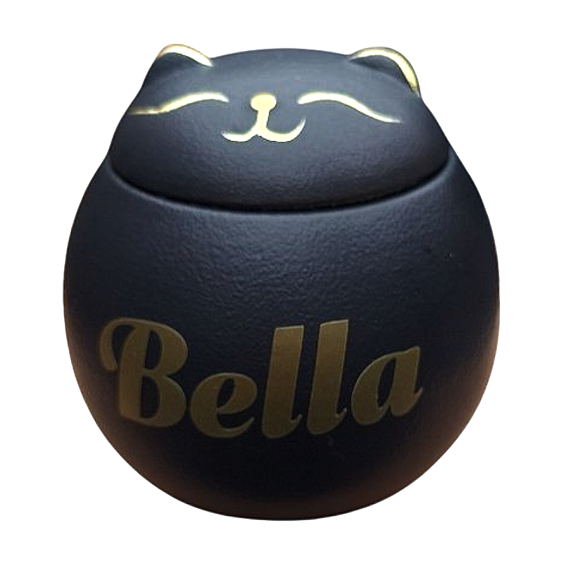 schattige mini-urn in de vorm van een katje - Inhoud: 125 ML -
Afmeting: 7.5 x H 8 cm -
Materiaal: Keramiek