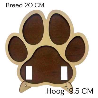 Pootvormige fotolijst met halsbandhouder - Met memorial flesje