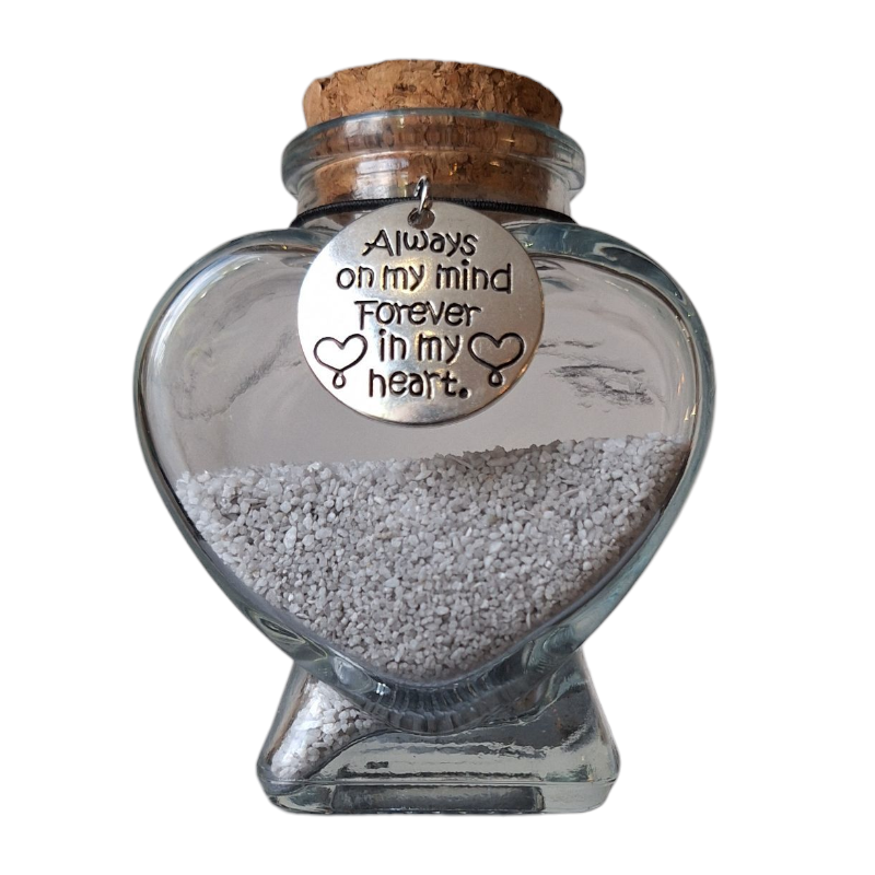 Memorial flesje met  Ronde hanger - Always on my mind, Forever in my heart