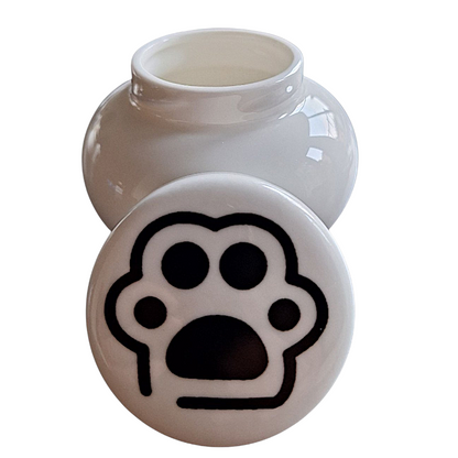 katten urn - wit - met zwarte pootafdruk