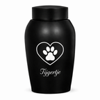 Urne – 500 ml – Schwarz – Herz mit Pfotenabdruck