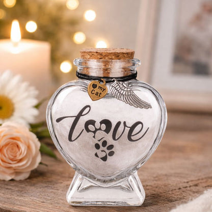 memorial flesje voor hond, gedenkflacon, herinnering hond, aandenken voor hond, bewaren plukjes vacht of wat as,  gedenkflesje voor hond