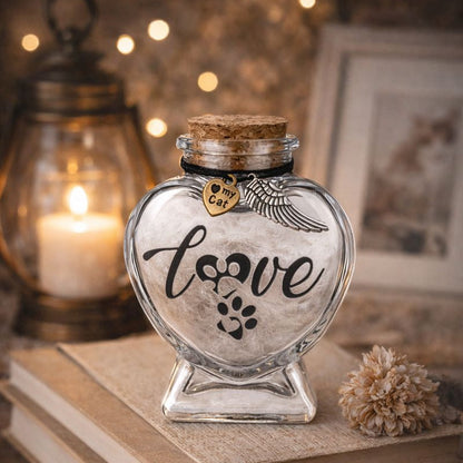memorial flesje voor hond, gedenkflacon, herinnering hond, aandenken voor hond, bewaren plukjes vacht of wat as,  gedenkflesje voor hond