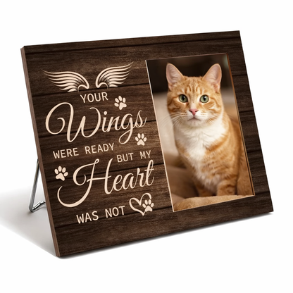 Herdenkingsfotolijst met tekst “Your wings were ready but my heart was not”. Voor een foto van je overleden huisdier – liefdevol en troostend aandenken.
