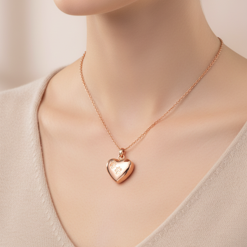 Herzanhänger – Pfotenabdrücke – Gold und Roségold 