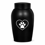 Urne – 500 ml – Schwarz – Herz mit Pfotenabdruck