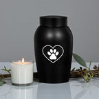 Urne – 500 ml – Schwarz – Herz mit Pfotenabdruck