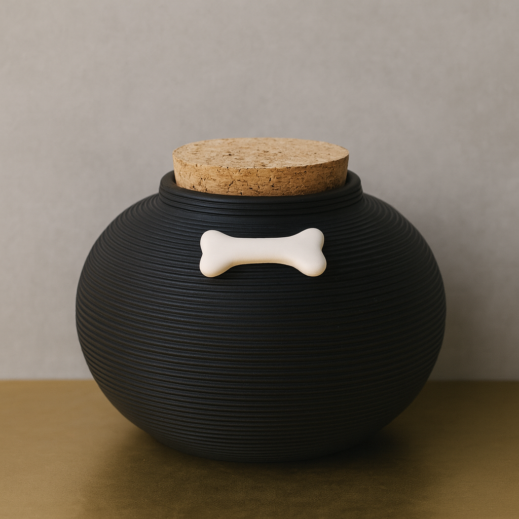 Schwarze Urne - 350 ml - mit Erinnerungsanhängern