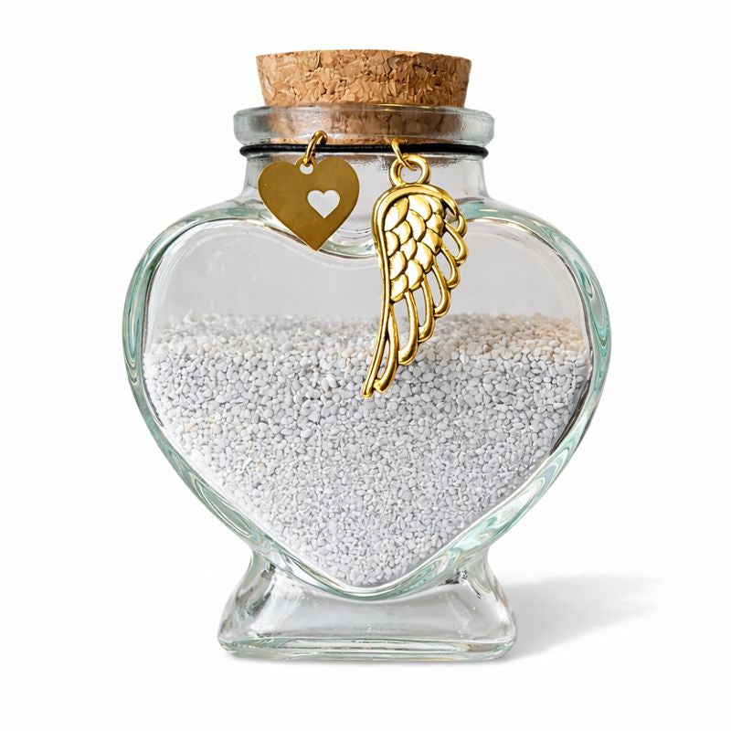 herdenkingsflesje  kan gevuld worden met een klein beetje as, een plukje haar, snorhaartjes of andere kleine aandenken