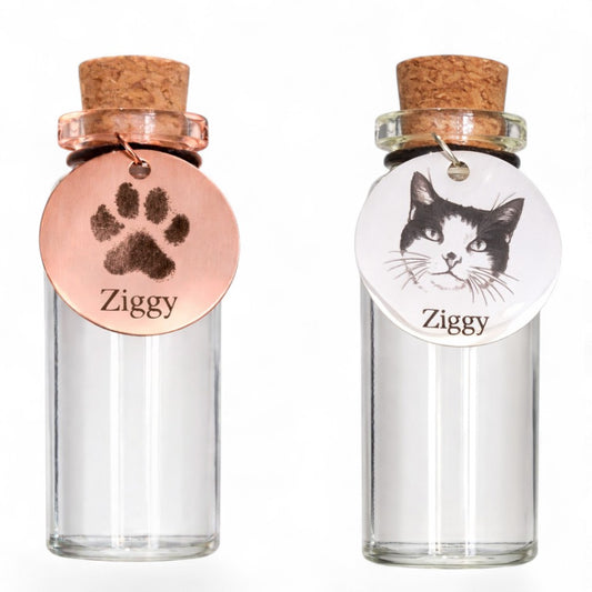 Erinnerungsfläschchen – Anhänger mit Foto oder Pfotenabdruck