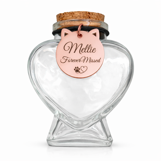 Gedenkfläschchen - Katze - Gravierter Anhänger