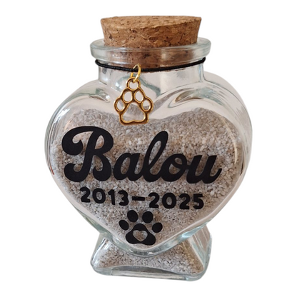 Memorial Flesje Met Naam Huisdier - Persoonlijk en Uniek - Voor het bewaren van wat as of plukjes vacht