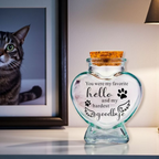 memorial fles voor kat of hond, gedenkflacon, herinnering aan kat of hond, bewaren plukjes vacht van kat of hond