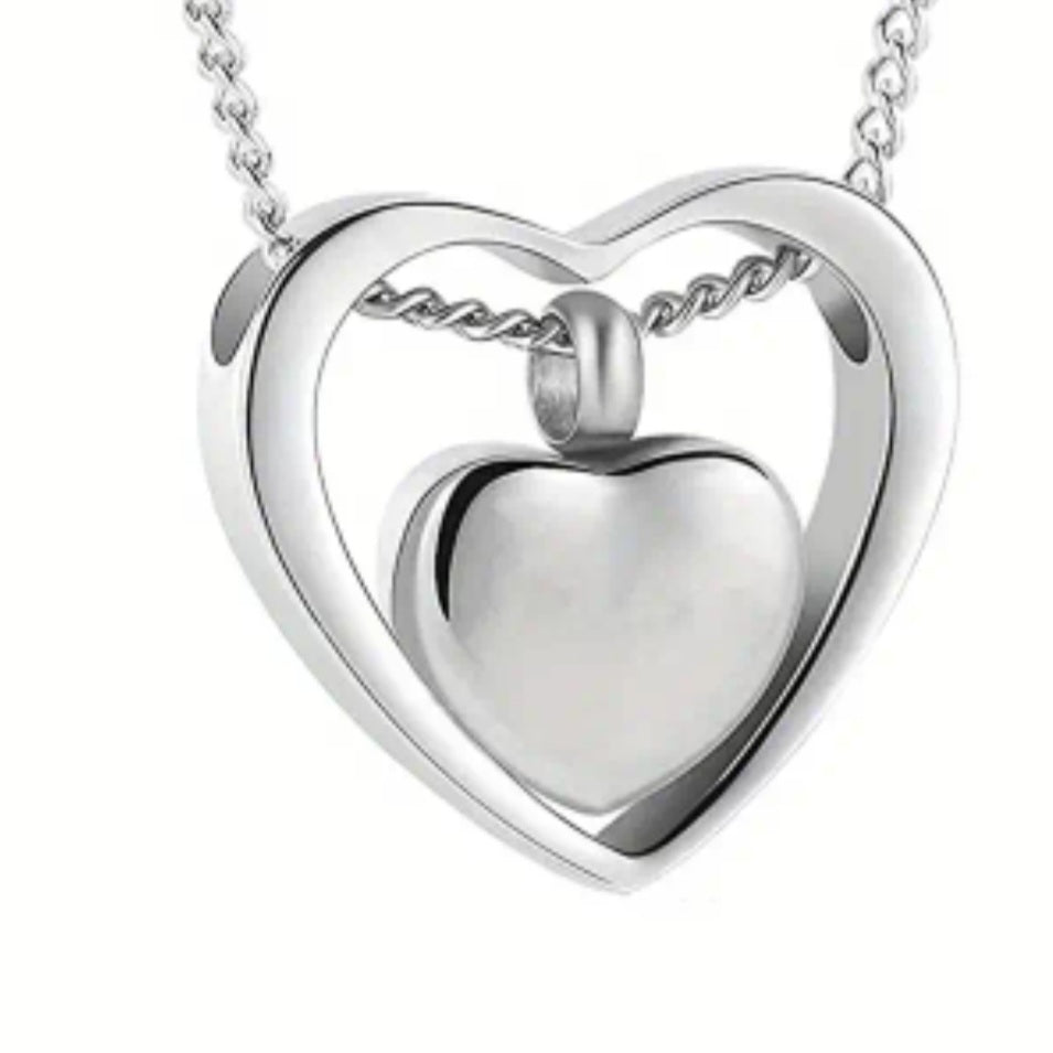 Herzförmiger Ascheanhänger mit Innenherz - 3 Farben 