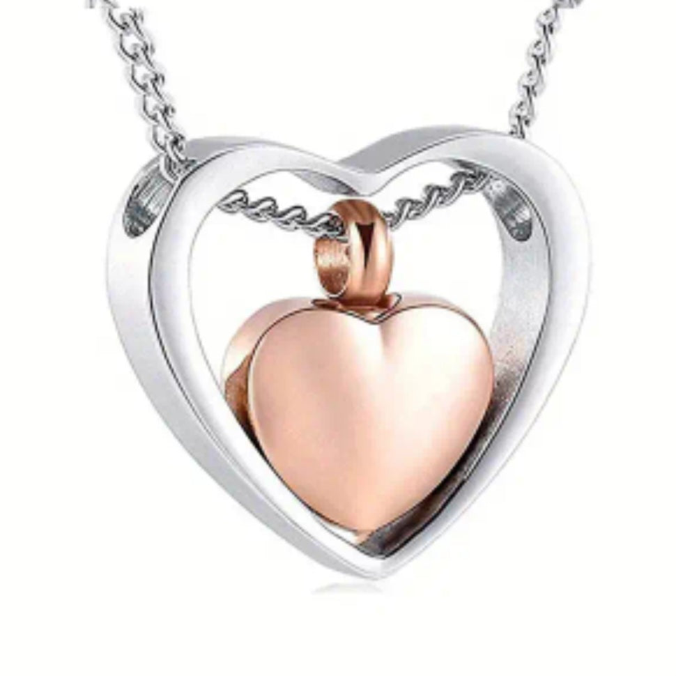 Herzförmiger Anhänger aus Esche – Silber, Roségold und Gold 
