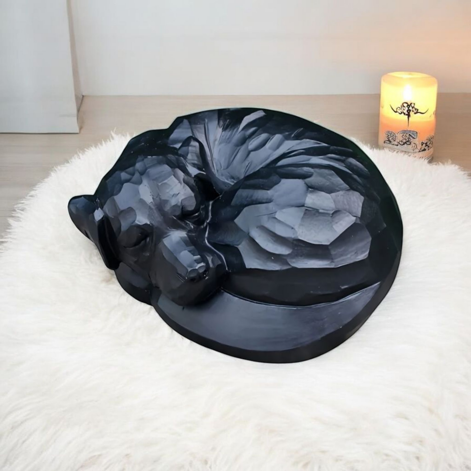 Honden Urn - Zwarte Honden Urn – Slapend Hondje - Een Bijzondere Herinnering aan Jouw Hond - Urn voor Hond - Herdenkingsurn voor Hond - Crematie Urn voor Honden – Duurzame As Urn
