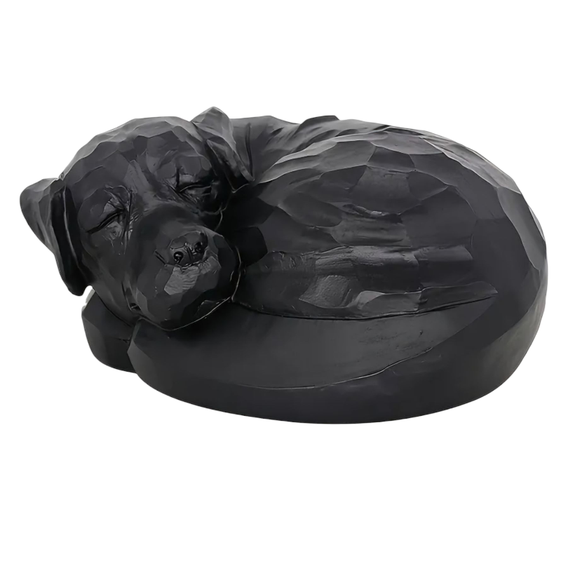 Honden Urn - Zwarte Honden Urn – Slapend Hondje - Een Bijzondere Herinnering aan Jouw Hond - Urn voor Hond - Herdenkingsurn voor Hond - Crematie Urn voor Honden – Duurzame As Urn
