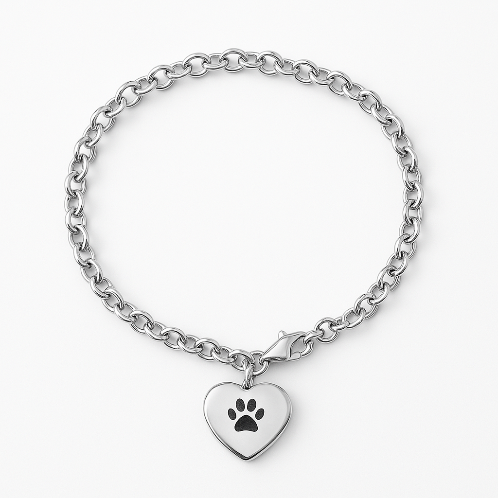 Ash Armband - Pfotenabdruck - Silber und Schwarz 