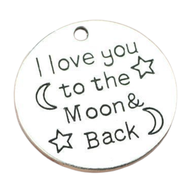 Memorial flesje met  Ronde hanger - i love you to the moon and back
