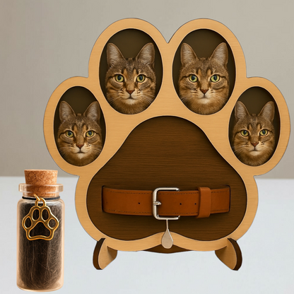 Pootvormige fotolijst met halsbandhouder met Asbuisje - kat