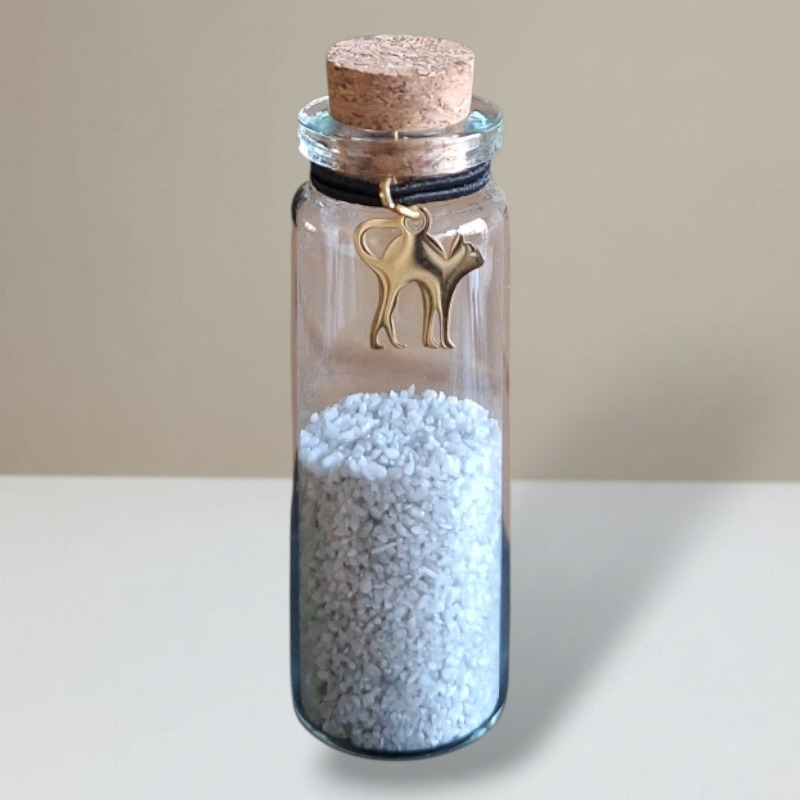 Gedenkflasche - Katze - Silber und Gold 