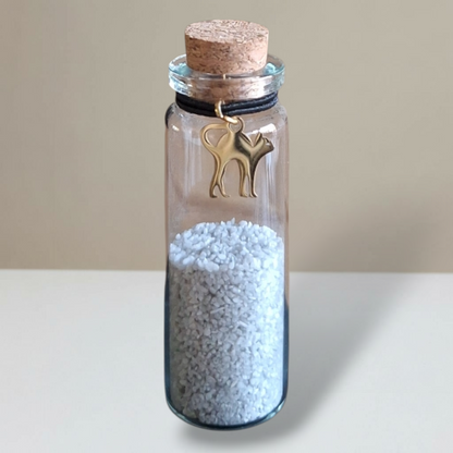 Gedenkflasche - Katze - Silber und Gold 