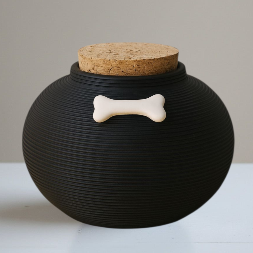 Schwarze Urne - 350 ml - mit Erinnerungsanhängern