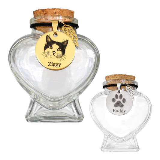 Gedenkfläschchen - Anhänger mit Foto oder Pfotenabdruck