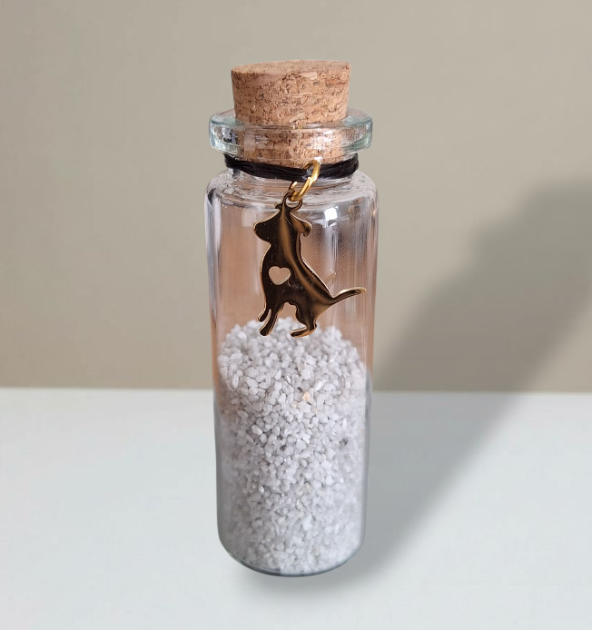 Gedenkflasche - Hund - Gold 