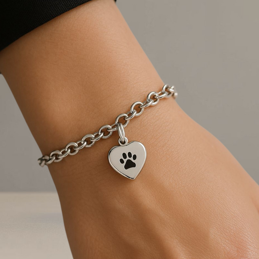 Ash Armband - Pfotenabdruck - Silber und Schwarz 