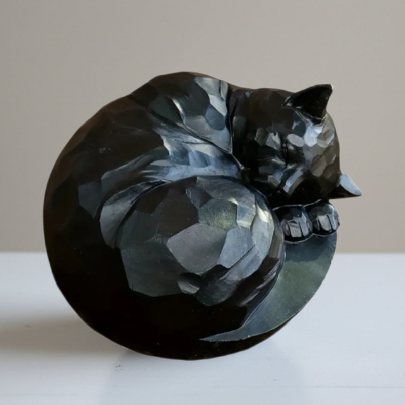 Urne für Katze - Schlafendes Kätzchen - Schwarz