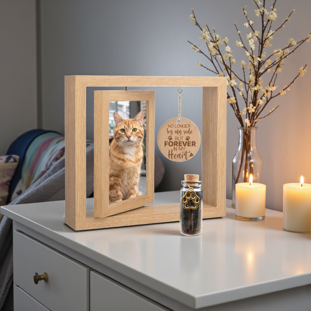 Herdenkingsfotolijst met Asbuisje - Kat