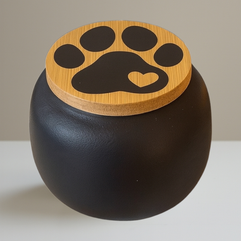 Mini-Urne Schwarz - Pfotenabdruck - 8,5 x H 7 cm