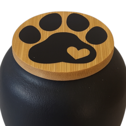 Mini-Urne Schwarz - Pfotenabdruck - 8,5 x H 7 cm