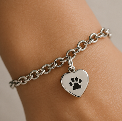 Ash Armband - Pfotenabdruck - Silber und Schwarz 